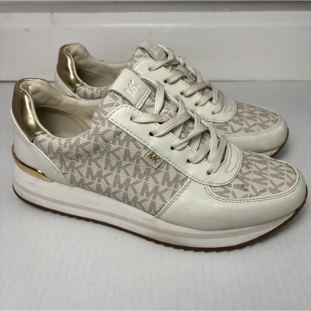 Michael Kors Womens Monique Logo Shoes Sz 8 Platform Trainer Sneaker - Picture 1 of 14